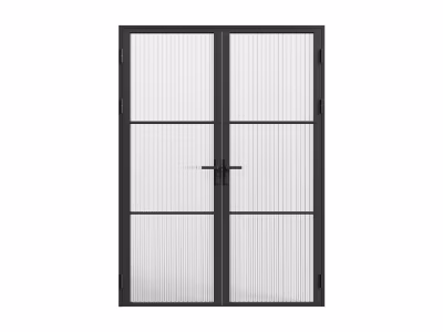 Bloc porte réversible à deux battants en aluminium et verre texturé – 2 x H204 x L93 cm – Noir – MASERU