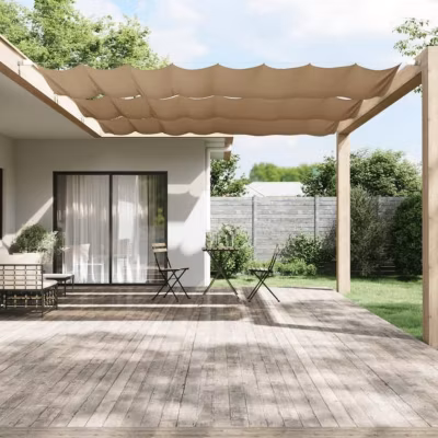 vidaXL Auvent Vertical Ecran de Protection Ecran d&rsquo;Intimité de Balcon Auvent de Patio Jardin Extérieur Taupe 140×420 cm 148411