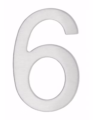 Chiffre 6 adhésif, inox, H.76mm – THIRARD