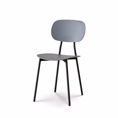 Chaise style contemporain grise et pieds en métal noir   modèle LEA