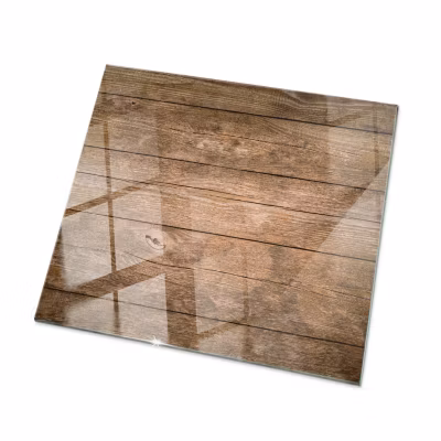 Plateau en verre trempé Tulup 50×50 cm Structure de planches en bois