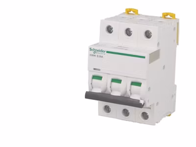 Disjoncteur modulaire tripolaire Schneider Acti9 iC60N 6A courbe D