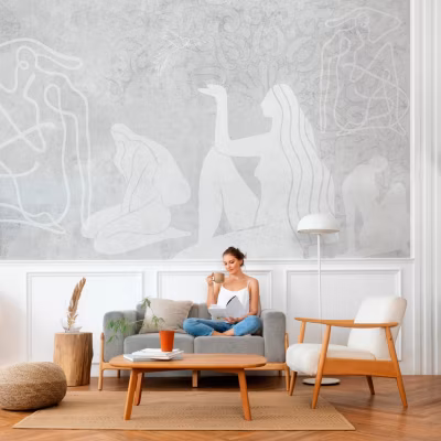 Papier peint panoramique Mahsa gris XL – Gris