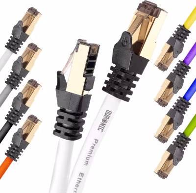 CAT8 WE 10m Câble Ethernet SFTP 2000MHz Transmission de données 40Gb Réseau LAN Internet Connecteurs en or RJ45 Duronic