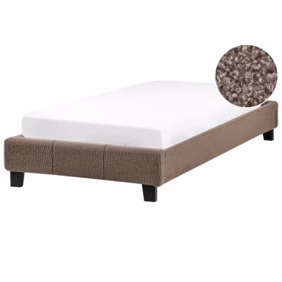 Lit sans tête de lit Bouclé ROANNE 90 x 200 cm Taupe