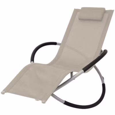 vidaXL Chaise longue géométrique d&rsquo;extérieur Acier Crème 47774