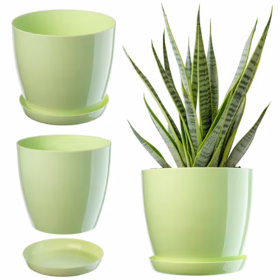 KADAX Pot de Fleur avec Support Couvercle en Plastique Pot de Fleur 18 cm Vert pour Fleurs
