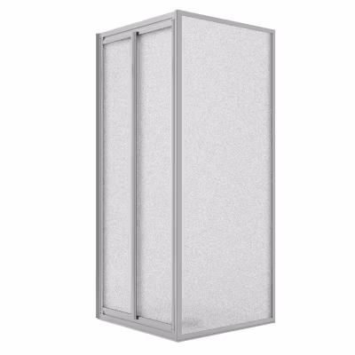 Cabine de Douche Angulaire 75x80CM H198 Verre Opaque Fixe+Saloon 2 Pivotantes 80 mod. West