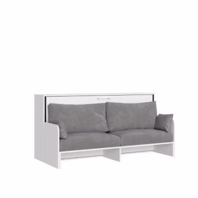 Lit escamotable – ITAMOBY – KANDO SOFÀ – 1 place 85×190 cm – Canapé intégré microfibre – Frêne Blanc