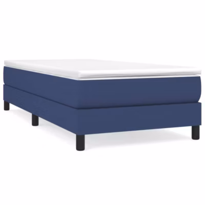Lit simple, Lit adulte, Cadre de lit à ressorts bleu 90×190 cm tissu