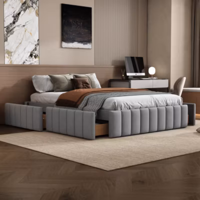 Lit Simple 90x200cm, Canapé-Lit avec Lit Escamotable, Minimalisme, Beige