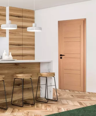 Bloc porte bois en chêne européen CASSIOPEIA 730 Droite 1 panneau en huisserie de 92