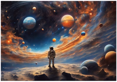 Papier Peint Enfant Cosmos Intissé Panoramique 400×280 cm – Colle Inclus – Chambre Enfant – Moderne Papier Peint