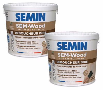 Lot de 2 Reboucheurs Bois – Semin – Intérieur/extérieur – Seau de 1 kg