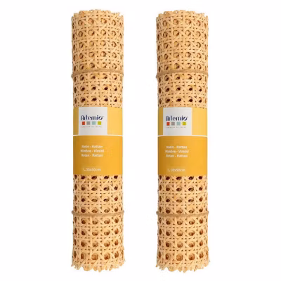 2 rouleaux de cannage en rotin – mailles larges hexagonales 30 x 50 cm