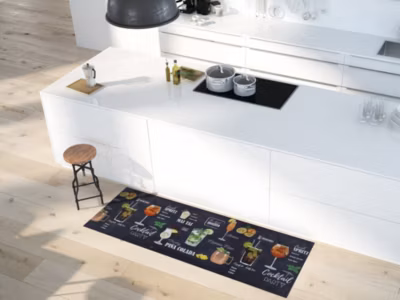 Tapis de cuisine ATTICGO noir rectangulaire dessins cocktails 52×100 cm RICCI