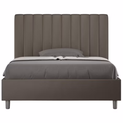 Lit en simili cuir Agueda cappuccino avec sommier rembourré 140×200