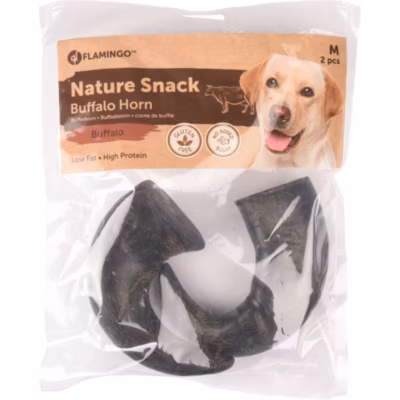 2 cornes de buffle séché médium Nature snack, pour chiens