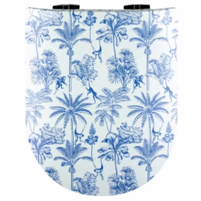 Abattant wood slim déclipsable esprit palmeraie (47.5×36.5 cm – Bleu)