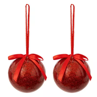 Boule de Noël papier unie x2 rouge 60mm – Atmosphera
