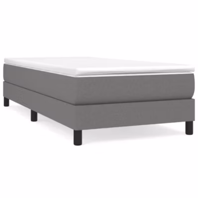 Lit simple, Lit adulte, Cadre de lit à ressorts gris foncé 90×190 cm tissu