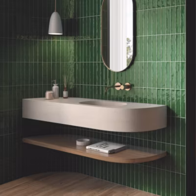 Faïence Effet Zellige Vert Émeraude SAONA 5×25 Green – Les Carreaux de Jean