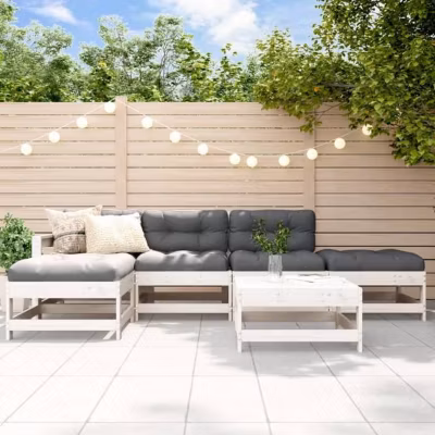 vidaXL Salon de Jardin avec Coussins 6 pcs, Canapés avec Dossier et Accoudoir, Ensemble de Meubles avec Table Basse Patio 3185907