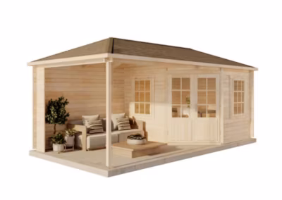 Abri de jardin pentagonal Moselle Alpholz, 61x32m dim ext (cas échéant incl débord de toit) naturel, 40mm, 19,5m² superficie total