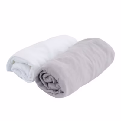 Duo de draps housse en jersey (70×140 cm – Gris Perle)