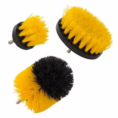 Tivoly – Lot de Brosses Polypropylène Plates & Ronde – Fil Souple – Nettoyage Facile Tous Matériaux sans Rayures – pour Perceuse