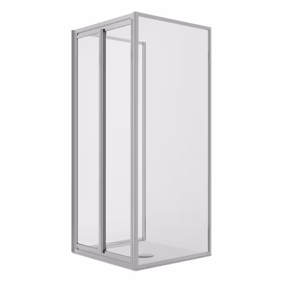Cabine de douche 3 côtés 80x100x80CM H198 Verre Transparent 2 Fixes+Saloon 2 Pivotantes 100 mod West