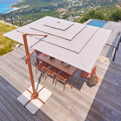 Parasol déporté rectangulaire inclinable Melhia 4×3 m acajou/lin – Hespéride