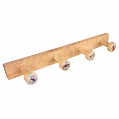 Portemanteau Patère mur boutons hêtre vieux  le thé-café Vintage Retro 485x50MM