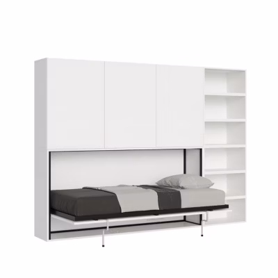 Lit escamotable – Kando – G – 1 place – Frêne Blanc – Matelas inclus 85×185 cm