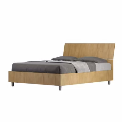 Lit sans sommier 140×200 Tête de lit inclinée Demas chêne