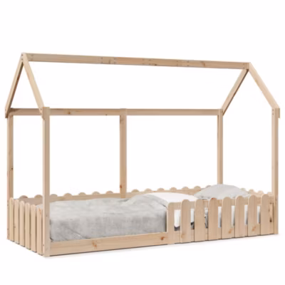 Lit simple, Cadre de lit d&rsquo;enfants forme de maison sans matelas pin massif
