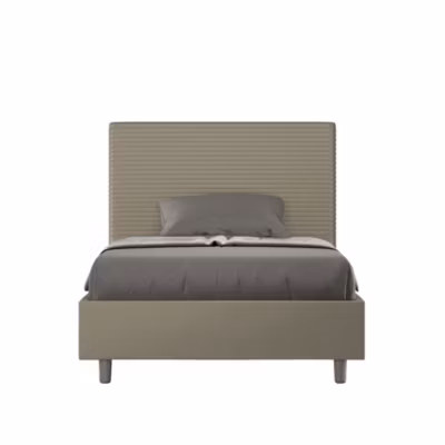 Lit Focus avec sommier rembourré 140×190 simili cuir cappuccino