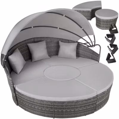 Bain de soleil rond au design contemporain luxueux robuste gris
