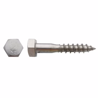 100 Tirefonds Bois Tête Hexagonale 7 x 100 mm – DIN 571 – Inox A2 – D-Work