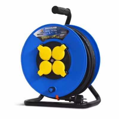 Enrouleur électrique 25m 4 prises IP44 – Cable h07en-3g1.5mm²-25m – 3200W déroulé