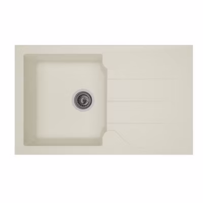 STRADOUR Evier cuisine a encastrer 1 bac + 1 égouttoir Aloa – Résine – 81 x 50 cm – Blanc