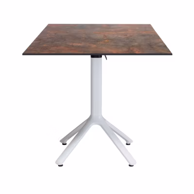 Table pliable Nemo blanche pour extérieur oxydé 70×70 – Restootab
