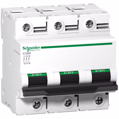 A9n18514 Schneider C120h Disjoncteur Triphasé Schneider 125 A – 3p – Courbe D – 15ka – à Vis