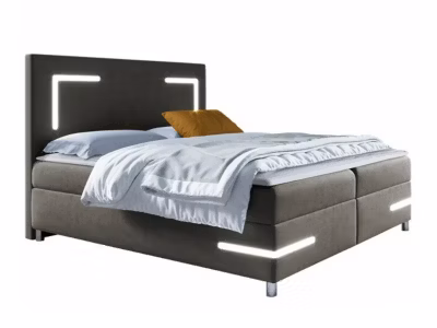 Lit continental Baltimore 173, Double, Marron, Tissu, Disponible