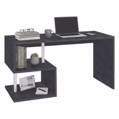 Bureau Valerio, Bureau PC Linéaire, Table de bureau polyvalente, Bureau gain de place multi-positions, 140x60h78 cm, Ardoise