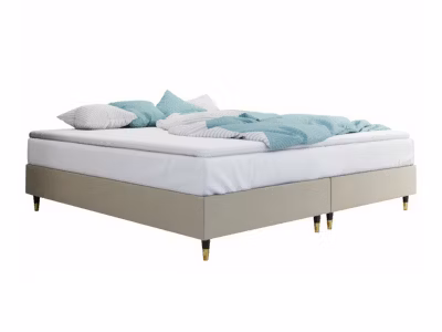 Lit continental Logan 109, Double, Brun clair, Tissu, Disponible