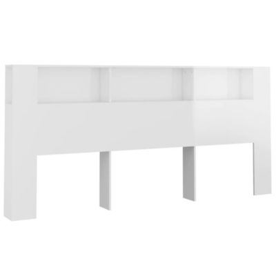 vidaXL Armoire de tête de lit Blanc brillant 220×18,5×104,5 cm 811967