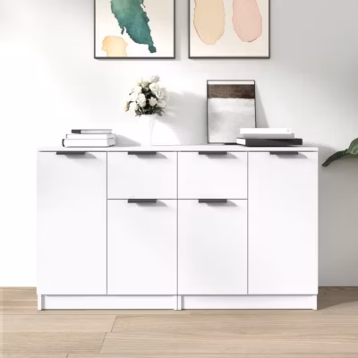 3115812 vidaXL Buffets 2 pcs Blanc 60x30x70 cm Bois d&rsquo;ingénierie