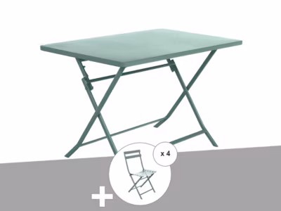 Table de jardin rectangle Greensboro 110 x 70 cm Olive avec 4 chaises – Hespéride