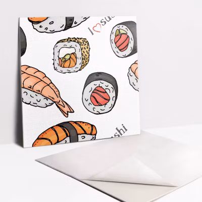 Carreaux vinyle Tulup 30×30 cm Sushis de dessin animé 9 pcs
